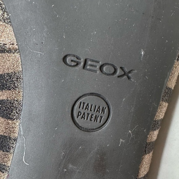 Geox Shoes Womens 37 US 7 Brown Grey‎ Animal Print Italian Leather Upper Flats - Picture 12 of 15